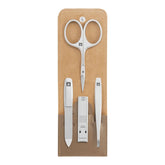 4-pc, Leather Manicure Pedicure Set With Compact Nail Clippers, Taupe