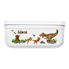 L, DINOS Vacuum Lunch Box, Plastic, White-grey