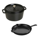 3-pc, Cocotte and Fry Pan Set, black matte