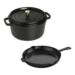 3-pc, Cocotte and Fry Pan Set, black matte