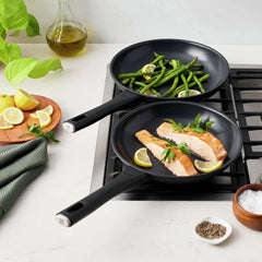 2-pc, Non-stick, Frying Pan Set Titanium-reinforced Ceramic Non-stick Coating