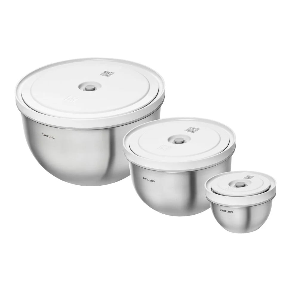 Vacuum bowl set S/M/L / 6-pc, stainless steel, silver-white