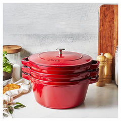 4-pc Stackable Set, Cherry, Cast Iron