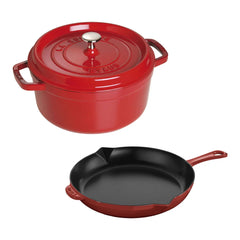3-pc, Cocotte and Fry Pan Set, cherry
