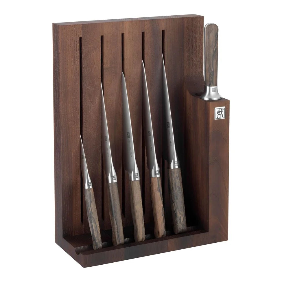 7-pc, Knife block set, brown