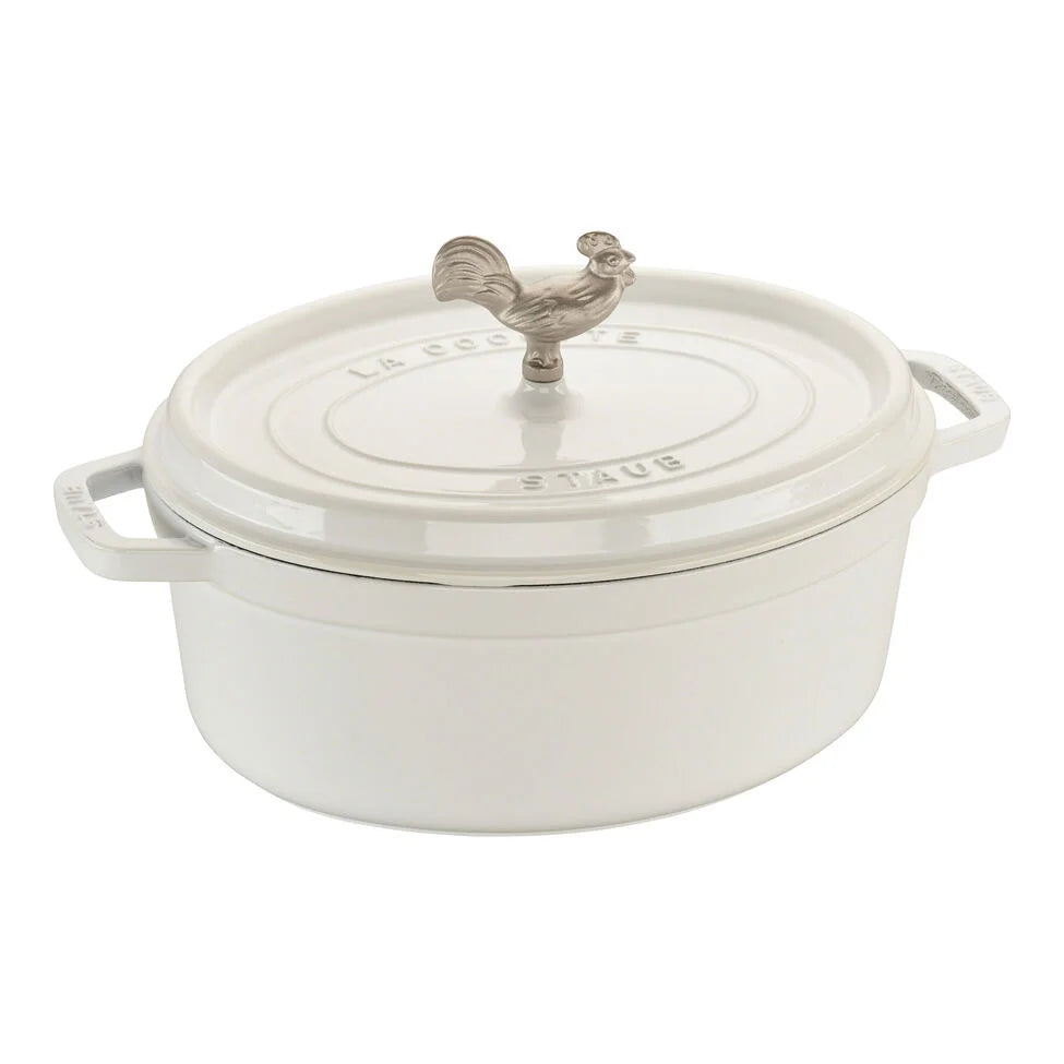 5.75 qt, Oval, Coq Au Vin Dutch Oven, Pure-white