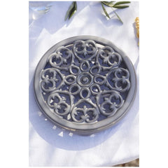 9-inch, Round, Cast Iron Lilly Trivet, Graphite Grey