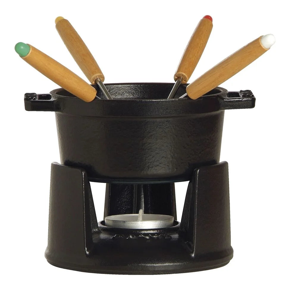 4-inch, 0.25-qt Mini Chocolate Fondue Set, black matte