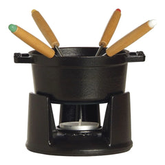 4-inch, 0.25-qt Mini Chocolate Fondue Set, black matte
