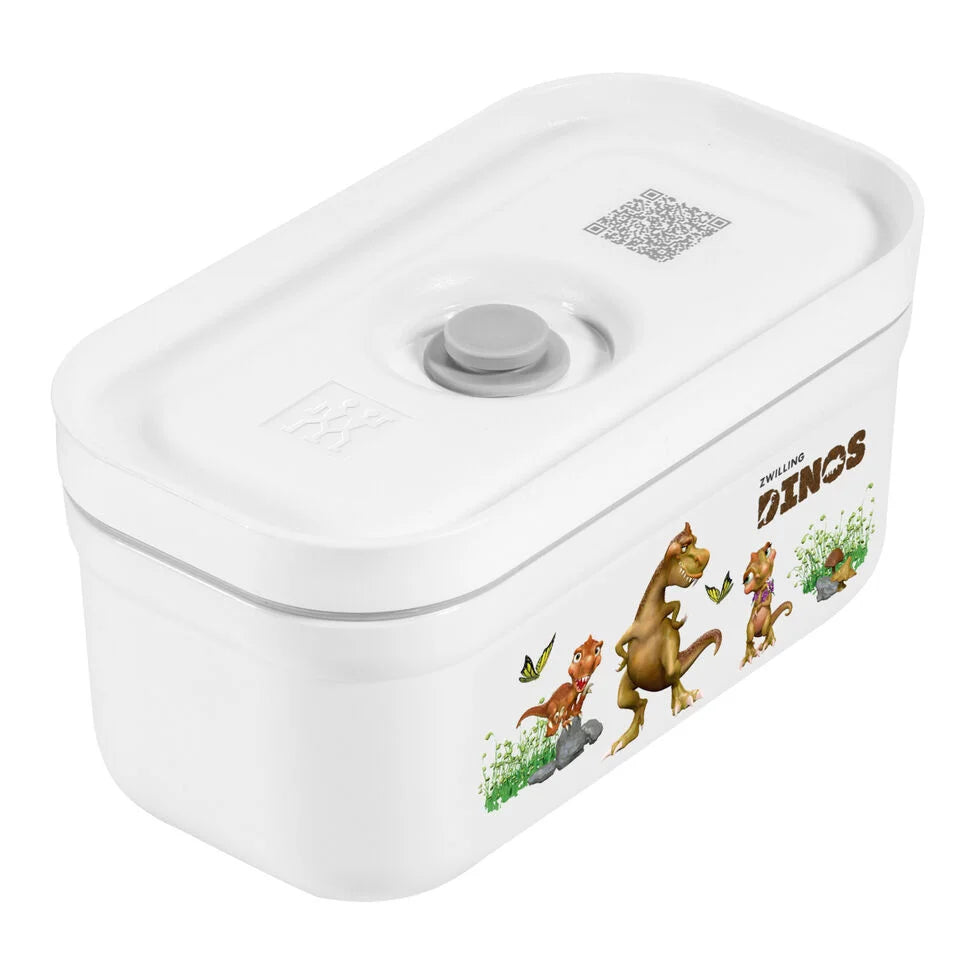 S, DINOS Vacuum Lunch Box, Plastic, White-grey