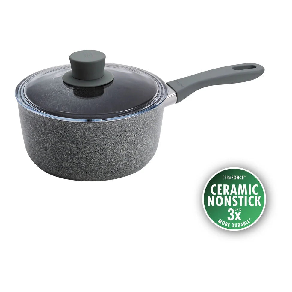 2.9 qt, Aluminum, Ceramic Nonstick Saucepan With Lid Ceramic Coating