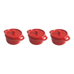 3-pc, Mini Round Dutch Oven Set, cherry