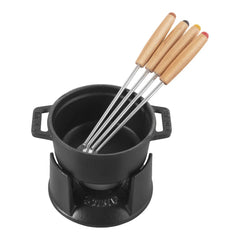 4-inch, 0.25-qt Mini Chocolate Fondue Set, black matte