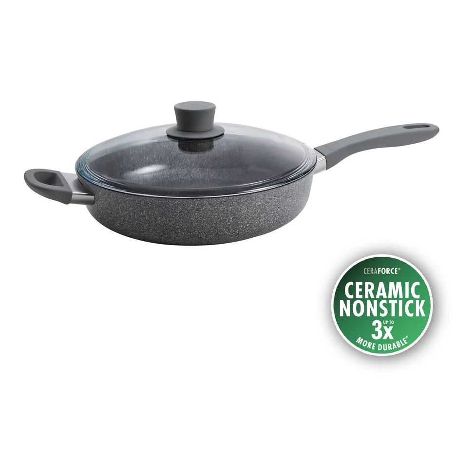 3.9 qt, Aluminum, Ceramic Nonstick Sauté Pan With Lid And Helper Handle Ceramic Coating