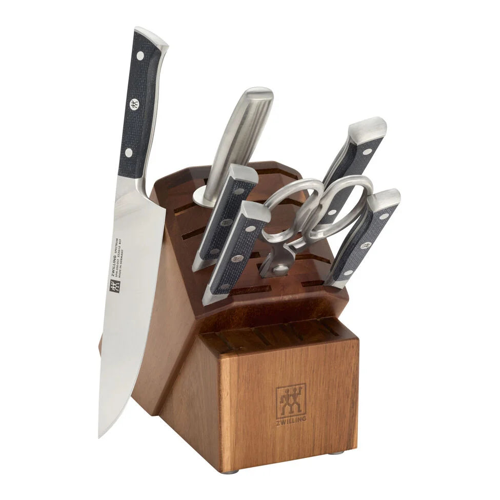 8-pc, Knife block set, brown