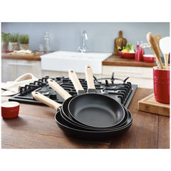 11-inch, Fry Pan Wooden Handle, Black Matte