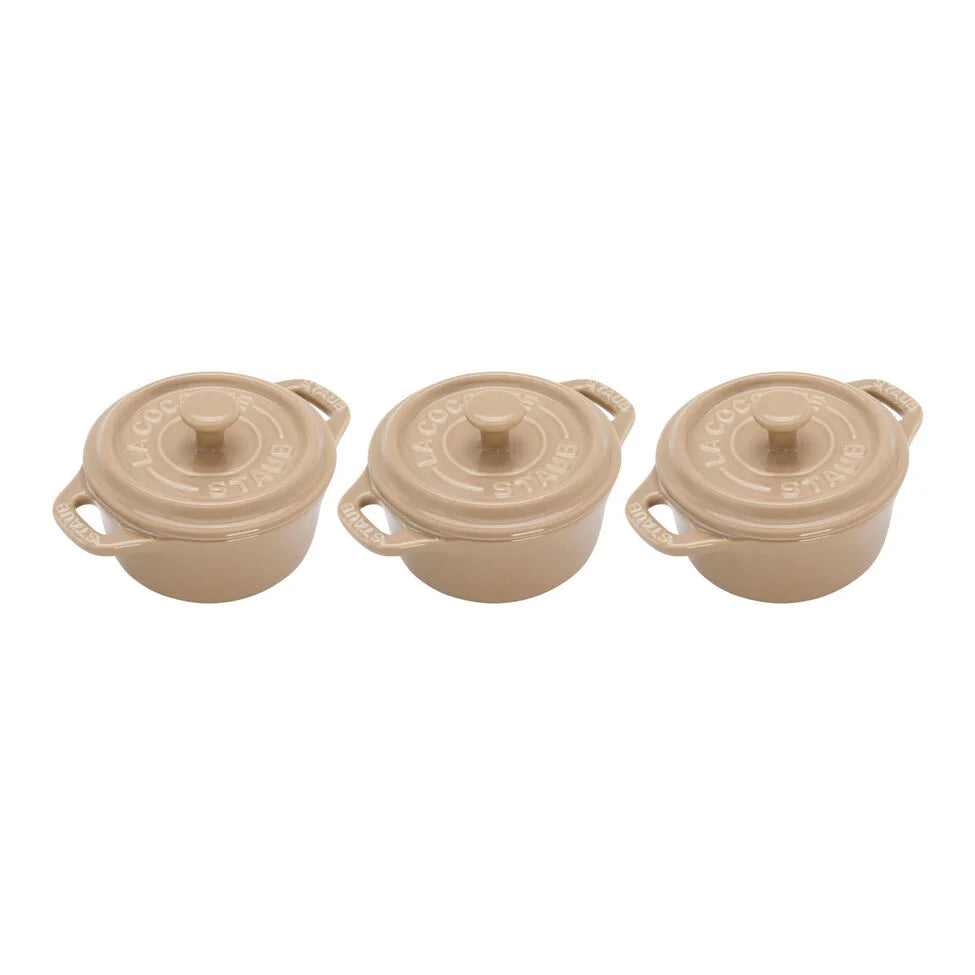 3-pc, Mini Round Dutch Oven Set, sesame