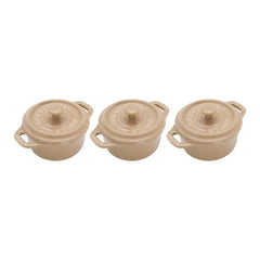 3-pc, Mini Round Dutch Oven Set, sesame