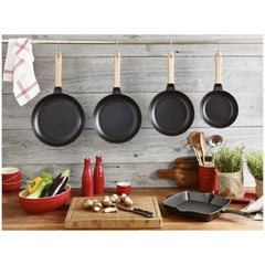 8-inch, Frying Pan With Wooden Handle, Black Matte