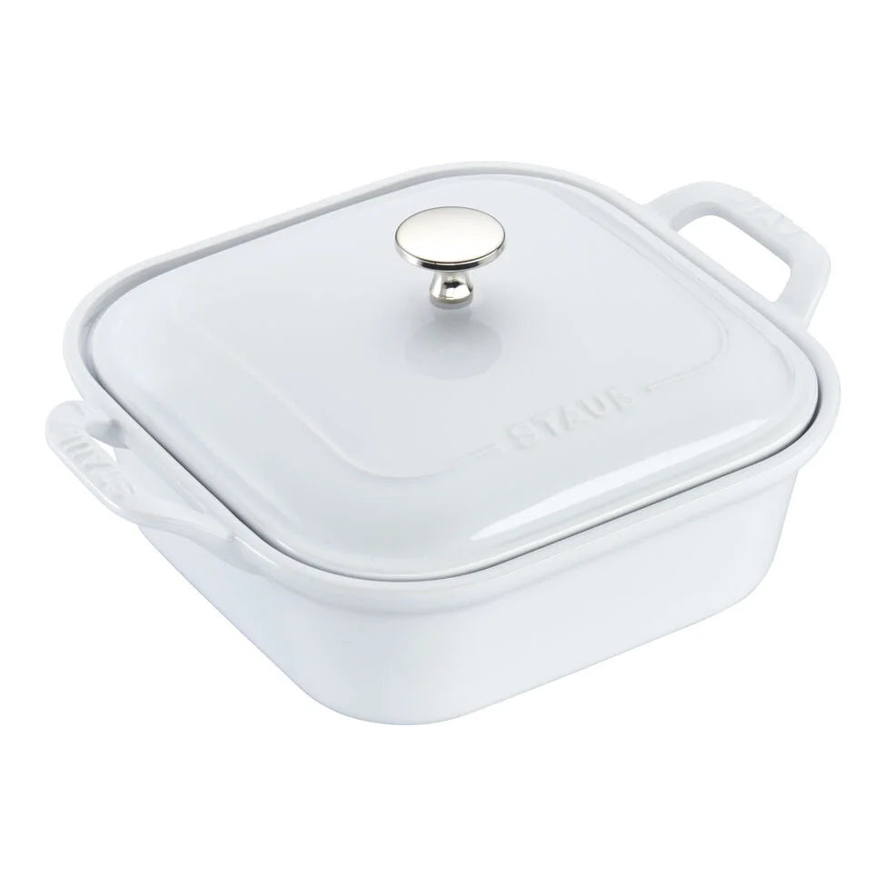 9-inch, Square, Covered Baking Dish, White