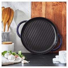 10-inch, Round Double Handle Pure Grill, dark blue