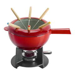 8-inch, Cast Iron, Fondue Set Enamel