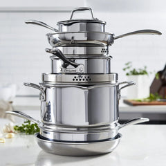 10-pc, Non-stick, Stainless Steel Ceramic Cookware Set