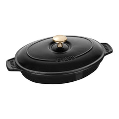 9-inch, Oval, Covered Baking Dish With Lid, Black Matte