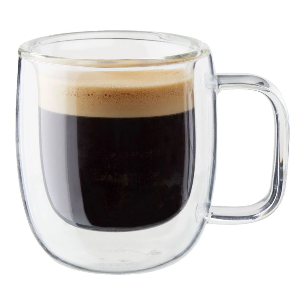 2-pc Espresso Glass Mug Set, Double Wall
