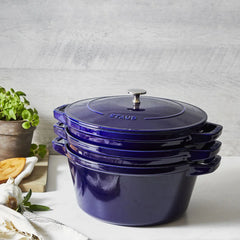 4-pc Stackable Set, Dark Blue, Cast Iron