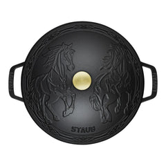 5 qt, Essential French Oven with Horse Lid, black matte