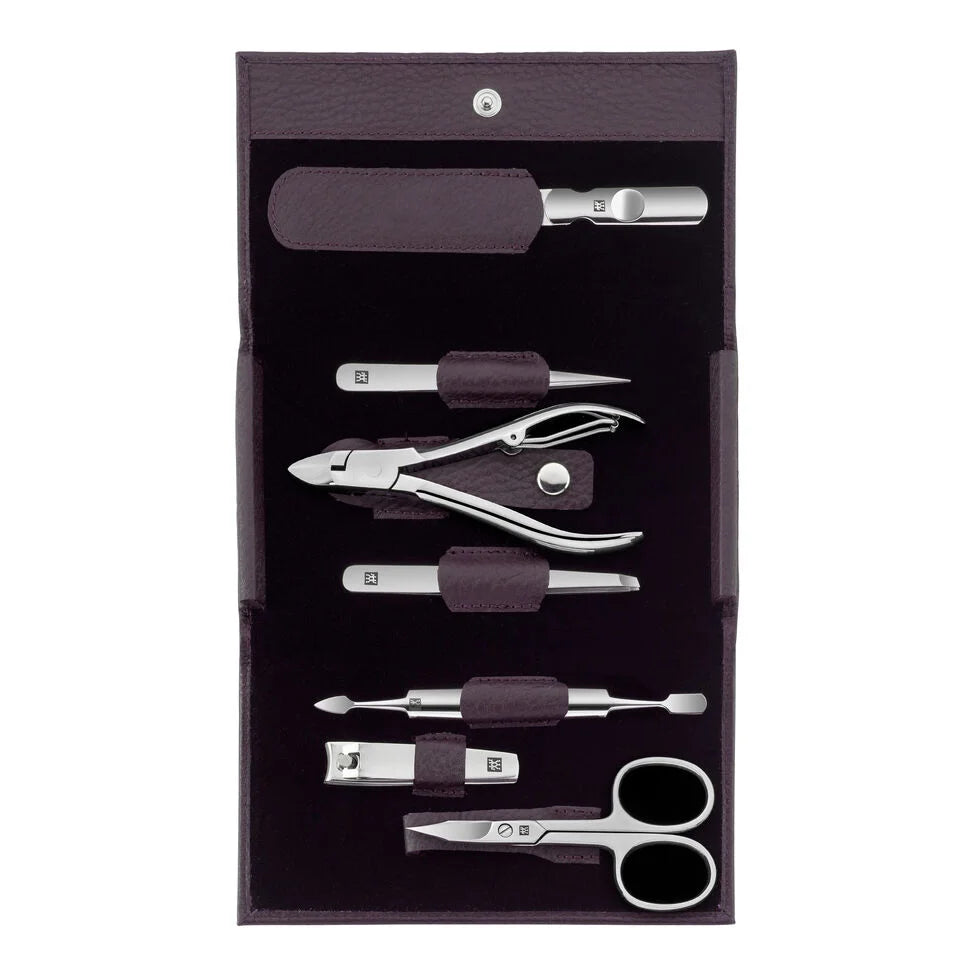 7-pc, Leather Manicure Pedicure Set With Nail Clippers, Purple