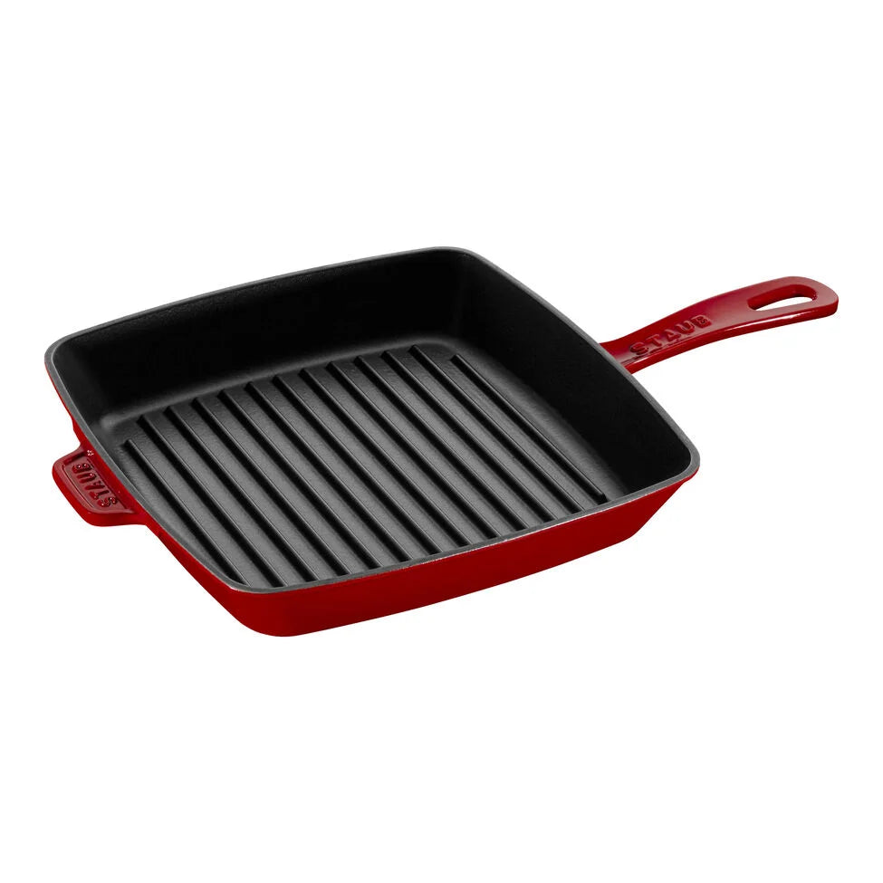 10-inch, Cast Iron, Square, Grill Pan, Cherry