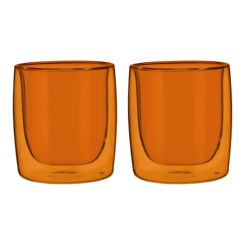 2-pc Tumbler Glass Set - Amber, Double Wall