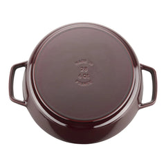6 qt, Pig, Cochon Shallow Wide Round Dutch Oven, Grenadine