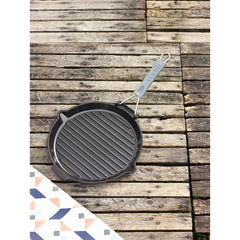 11-inch, Round, 10" Folding Grill - Black, Black Matte