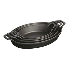 12.5-inch, Oval, Gratin Baking Dish, Black Matte