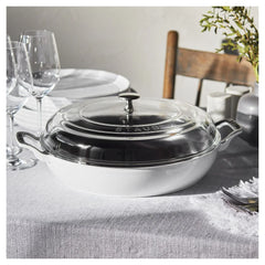 3.5 qt, Braiser With Glass Lid, Pure-white