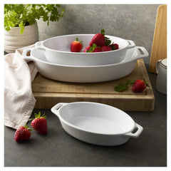 3-pc, Oval, Bakeware Set, White