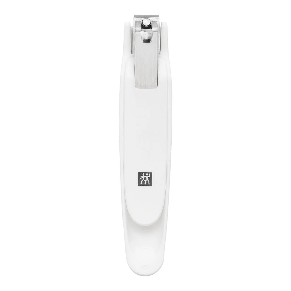 Pedicure nail clippers with nail catch, stainless steel | white
