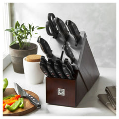 15-pc, Self Sharpening Knife block set, brown