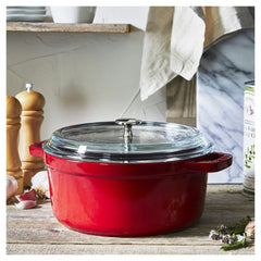 4 qt, Round, Glass Lid Dutch Oven, Cherry