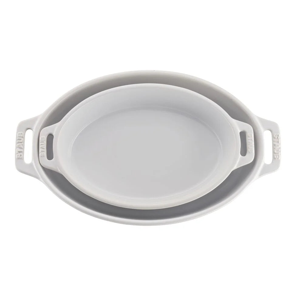 2-pc, Oval Baking Dish Set, white
