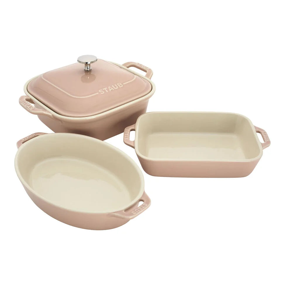 4-pc, Macaron Mixed Baking Dish Set, light pink