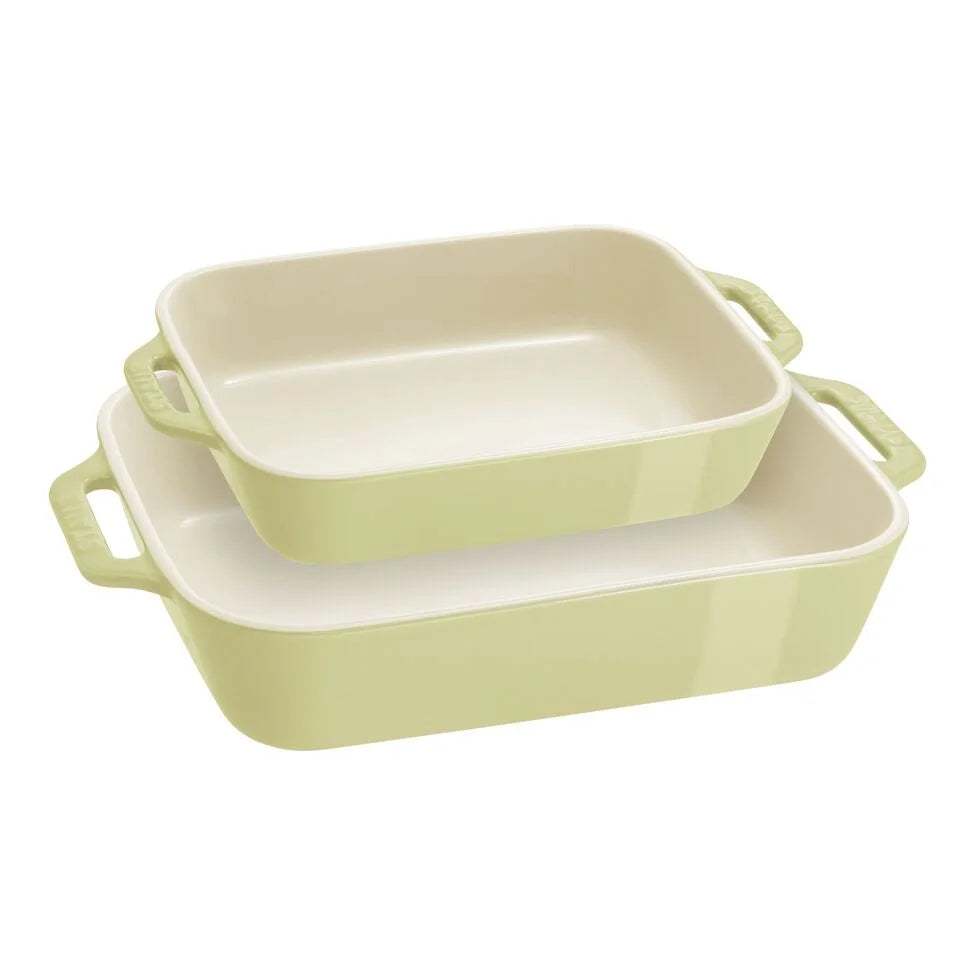 2-pc, Rectangular Baking Dish Set Macaron, light green