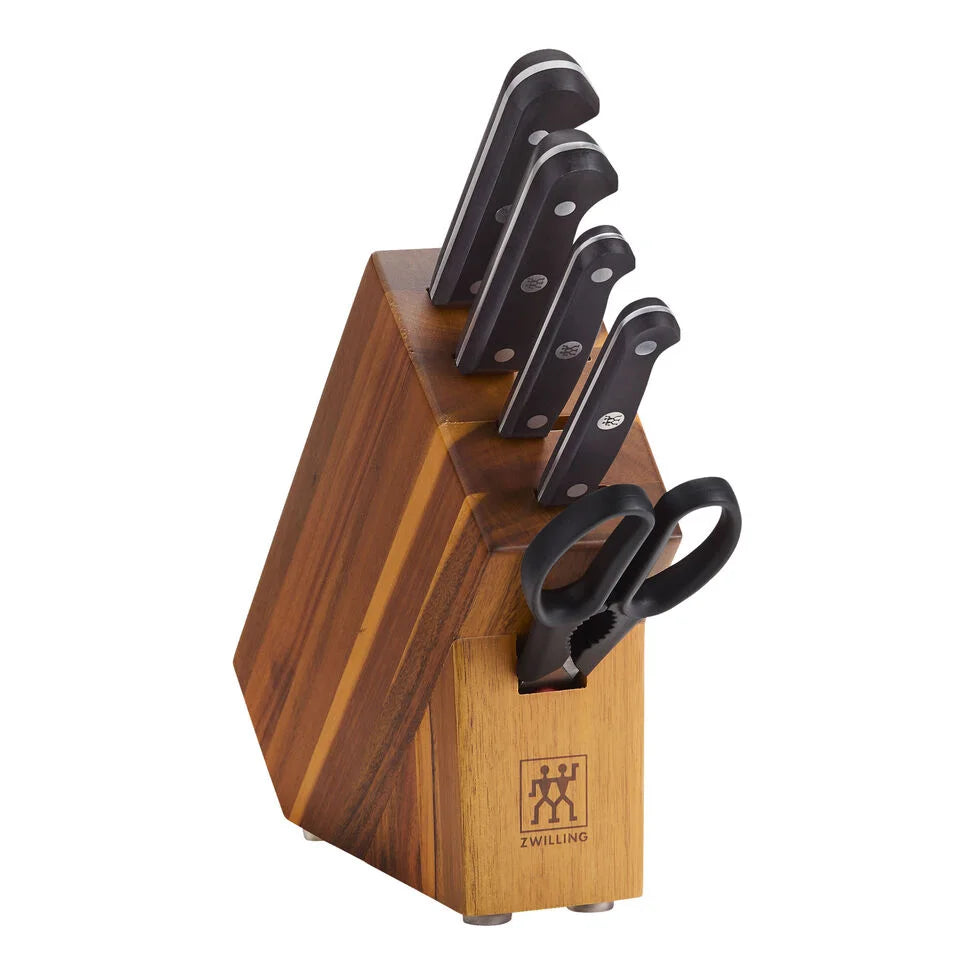 6-pc, Knife block set, acacia