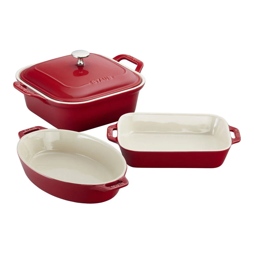 4-pc, Mixed Baking Dish Set, cherry