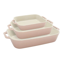 3-pc, Rectangular Baking Dish Set, light pink
