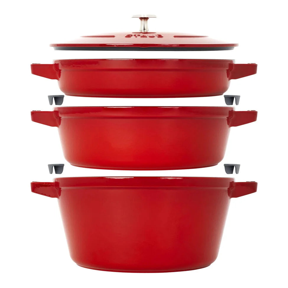 4-pc Stackable Set, Cherry, Cast Iron
