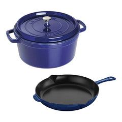 3-pc, Cocotte and Fry Pan Set, dark blue